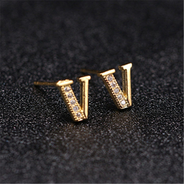 Letter Stud Earrings for Women Alphabet Gold Initial Earring Rhinestone Jewelry Small Earrings Letters Brinco Pendientes