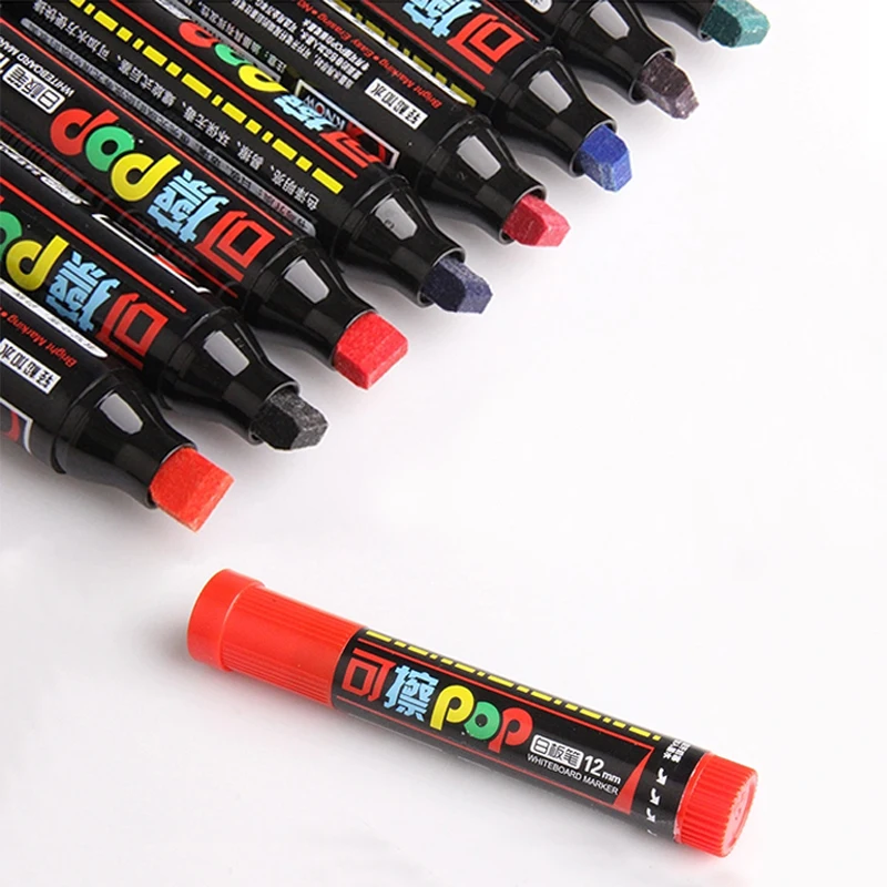 Genvana многоцветная маркерная ручка для доски, плоская 12 мм большая емкость, 8 цветов/набор чернил многоразового использования