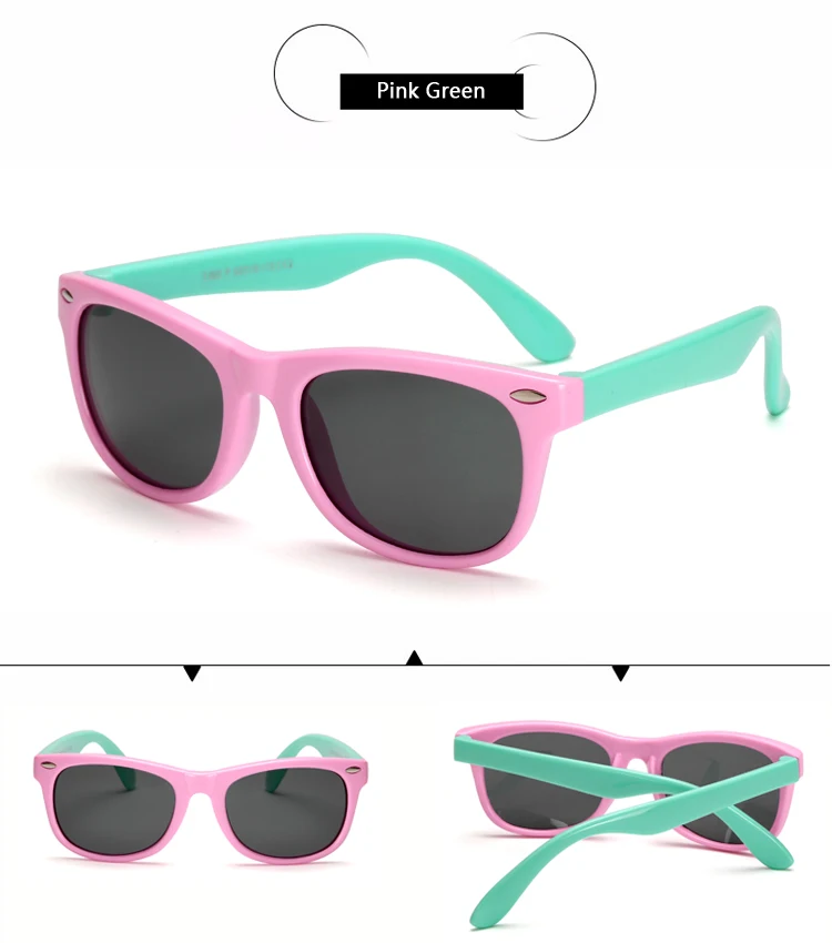 WarBLade TR90, гибкие детские солнцезащитные очки, поляризационные, для детей, для детей, защитное покрытие, солнцезащитные очки, UV400, очки для младенцев, oculos de sol - Цвет линз: pink green