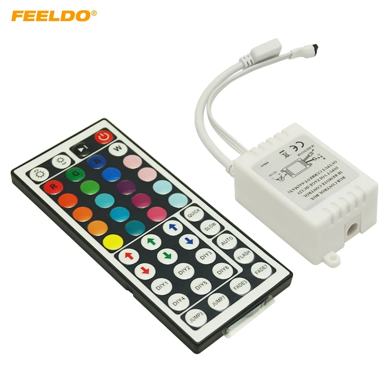 

FEELDO 1Set Car DC12V 6A 44-Key IR LED Light Controller IR Remote LED Dimmer Controller For RGB 3528 5050 LED Strip #5652