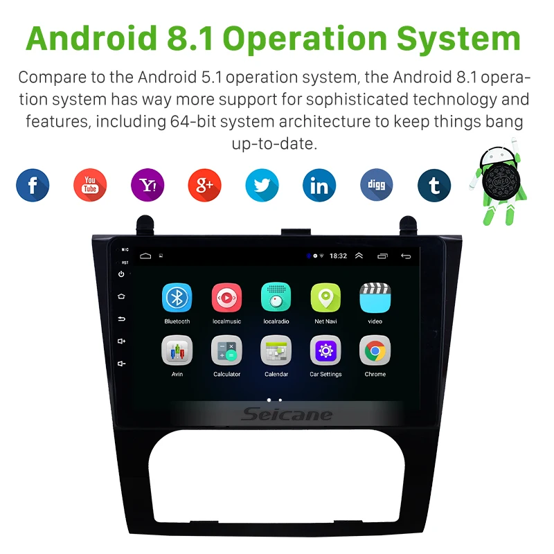 Excellent Seicane Android 8.1 9 inch Car GPS Navigation Radio for 2008-2012 Nissan Teana Altima Auto A/C Multimedia Player support OBD DVR 1