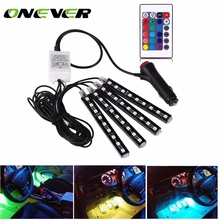 4 шт. 12 в автомобильный RGB светодиодный DRL светильник 5050SMD Автомобильный авто пульт дистанционного управления декоративная гибкая светодиодная лента атмосферная лампа комплект противотуманных фар