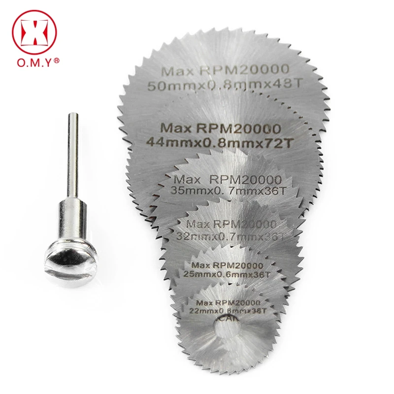 

O.M.Y 7Pcs HSS Rotary Tools Circular Saw Blades Cutting Discs Mandrel Cutoff Cutter Power tools Multi tool Free shipping