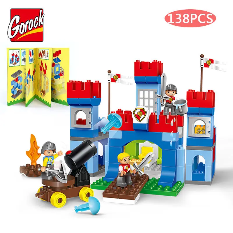 

GOROCK 138PCS/SET Castle Empire Warrior Horse Model Large Particles Building Block With Manual For Boy's Gift Compatible Duploe