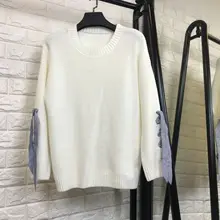 White elastic knit loose pullovers sweater 2018 new long sleeve women autumn casual sweater White elastic knit loose pullovers sweater 2018 new long sleeve women autumn casual sweater
