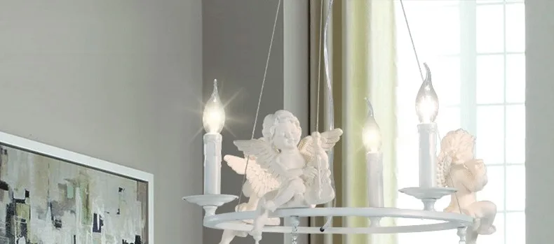 Современные резиновые ангелы подвесные светильники с декоративной хрустальной подвеской. Гостиная Подвесная лампа блеск освещение лампы в форме свечи