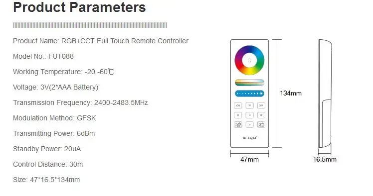 Mi. Светильник 2,4G RF полноцветный RGB+ CCT пульт дистанционного управления FUT088 с функцией синхронизации для mi светильник RGB+ CCT RGB RGBW светодиодный контроллер