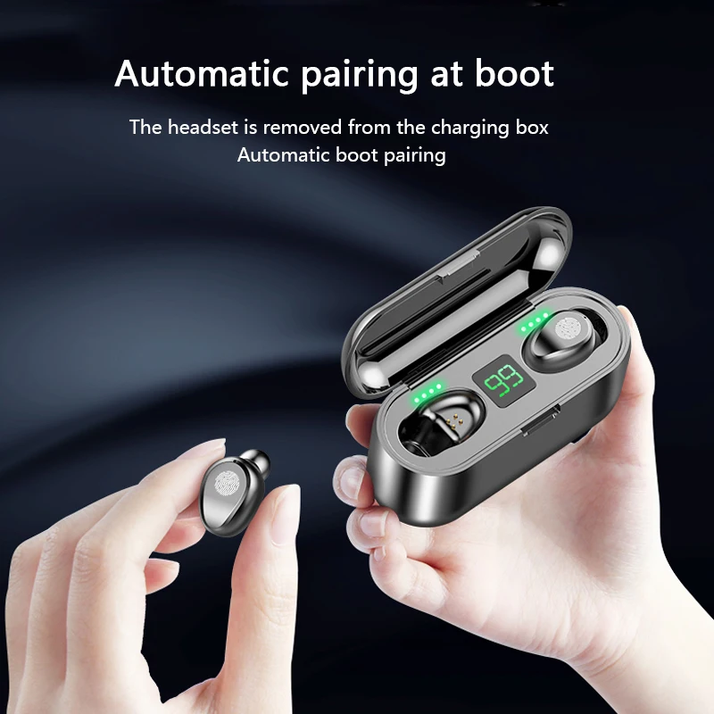 Bluetooth наушники 5,0 TWS мини беспроводная гарнитура с дисплеем питания, наушники с зарядным устройством, спортивные игровые наушники