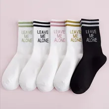 Осень-зима, женские милые Мультяшные носки с буквенным принтом, хлопковые носки для девочек, длинные носки с буквенным принтом в стиле Харадзюку, женские плотные белые блестящие цветные носки