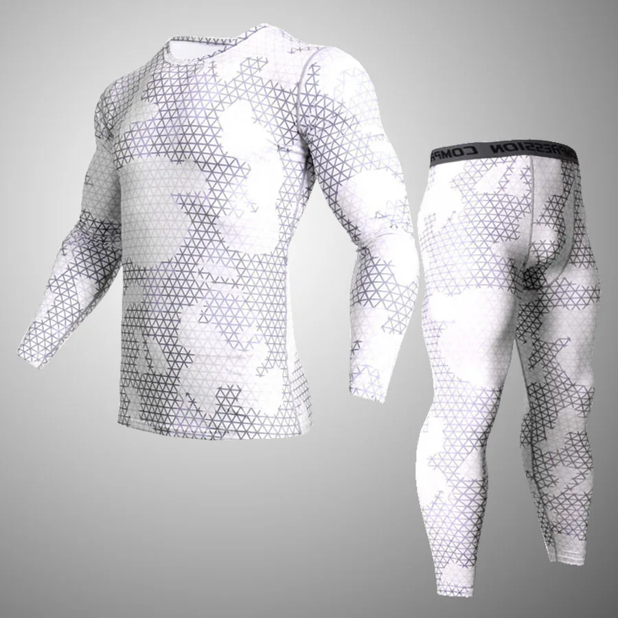 Для мужчин S Фитнес 3D принтами одежда с длинным рукавом комплект Для мужчин Бодибилдинг кожу жесткой Термальность сжатия комплект ММА crossfit