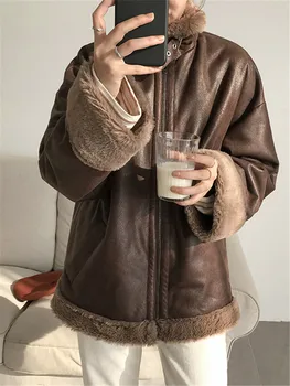 

Jaqueta De Couro Time-limited Jaqueta Couro One Leather Jacket Pu Female 2018 New Winter Warm Plush Motorcycle Collar Women