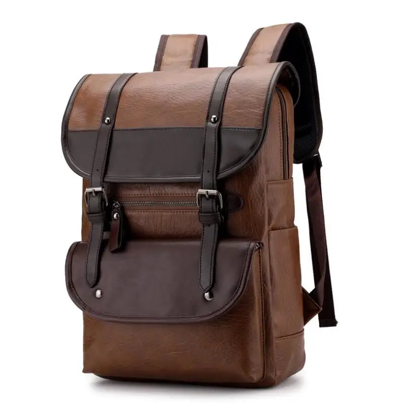 

MICKY KEN original new PU waterproof backpack casual simple men's backpack solid color stitching business computer bag Mochila