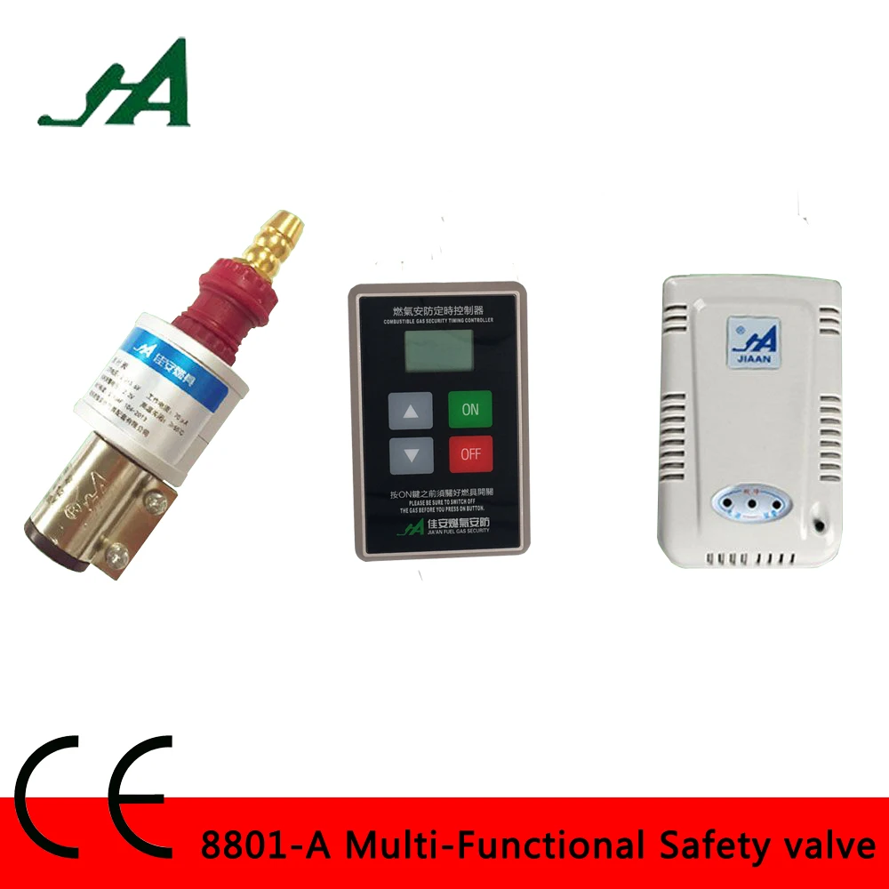 

JA8801A Safety off Valve Kitchen Wireless Alarm Thermal Leak Detector Timing Natural Gas Autoalarm Self Cut System valve ball