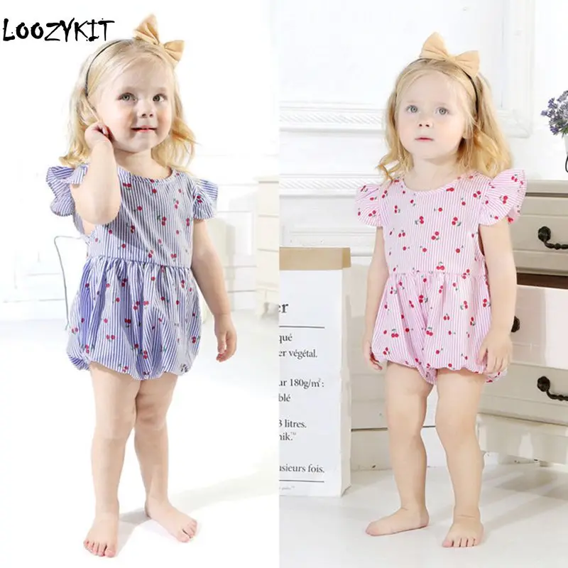 amazingdeal Toddler Kids Baby Girls Cherry Romper Jumpsuit Bodysuit Clothes Outfits