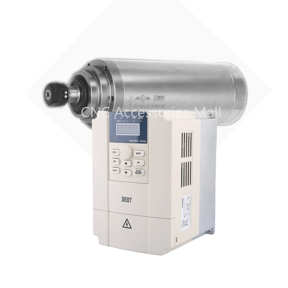 

3kw ER20 D100mm WATER COOLED SPINDLE 220V/380V with 4 bearings & 4kw BEST VFD Inverter