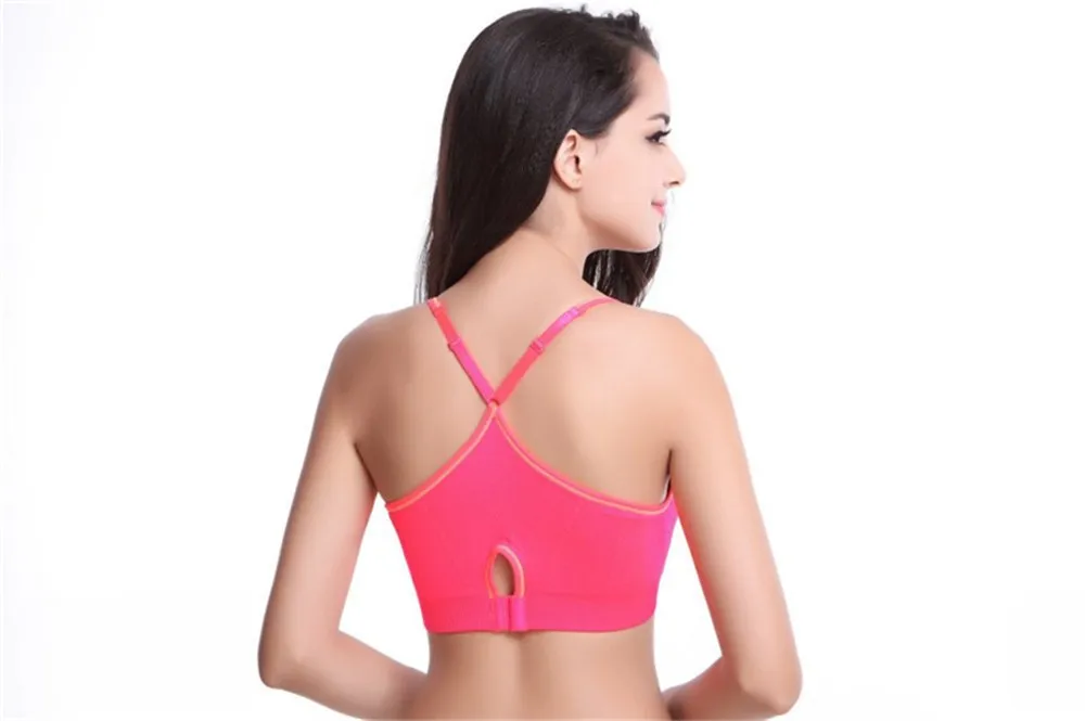 Mainland New Crop Top Breathable Sports Bra Padded Fitness Stretch Underwear No Bound Women Push Up Athletic Bras Padding (20)