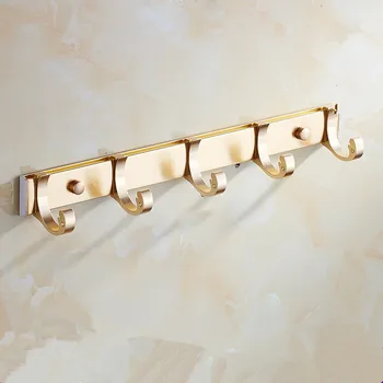 

European Antique Gold Bathroom Hardware Hang Space Aluminum Black Finish Clothes Hook Wall Mounted Five-row Hook towel hooks