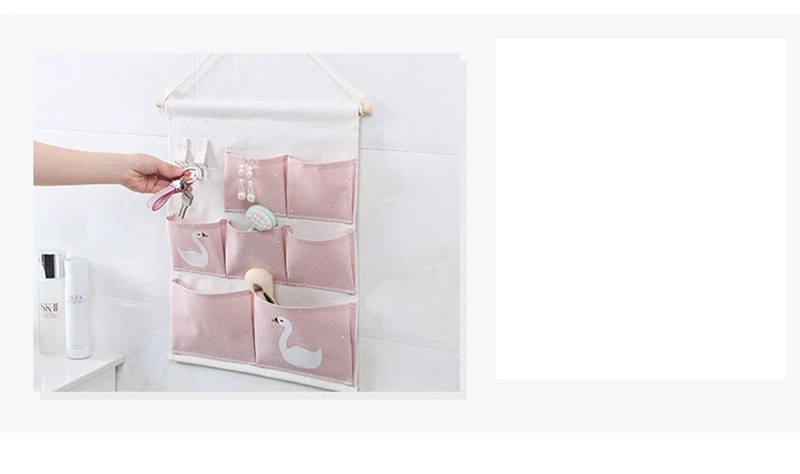 Милая настенная сумка с принтом в виде лебедей для спальни, разное белье для гардероба, носки, косметичка, сумка для хранения, Настольная коробка для хранения