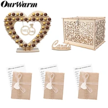 OurWarm rústico madera de boda barra de caramelo de tarjeta de invitación de papel caja de dinero obsequios para los invitados de cumpleaños boda fiesta suministros