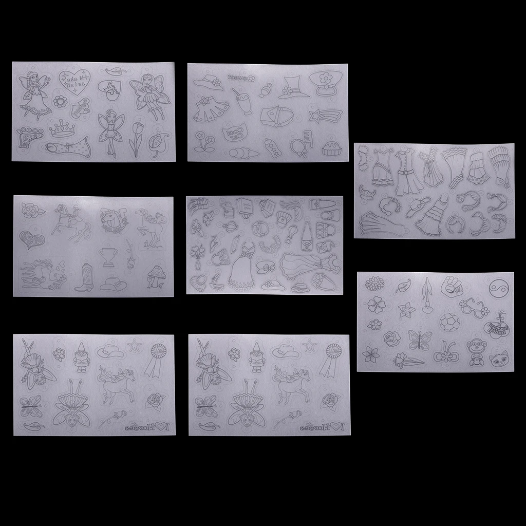 8Pcs Multi Patterns Designs Shrink Film Art Paper Shrinkable Plastic Sheets