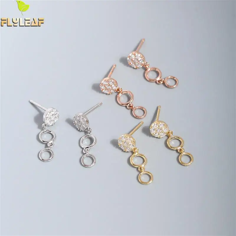 

Flyleaf Geometric Gold Drop Earrings For Women Real 925 Sterling Silver Fine Jewelry Cubic Zirconia Earings Fashion Jewelry