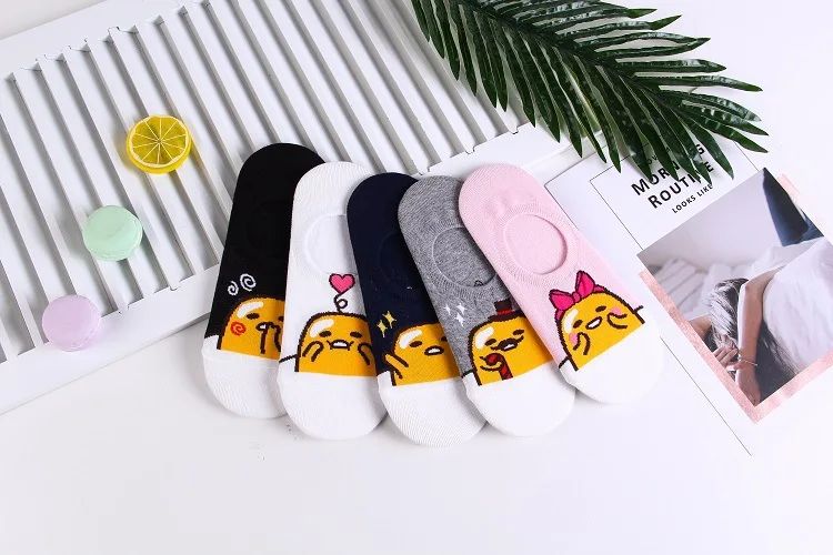 Носки для косплея с героями мультфильмов Gudetama, персонализированные милые забавные новые женские носки, летние невидимые хлопковые белые носки skarpetki meias curtas