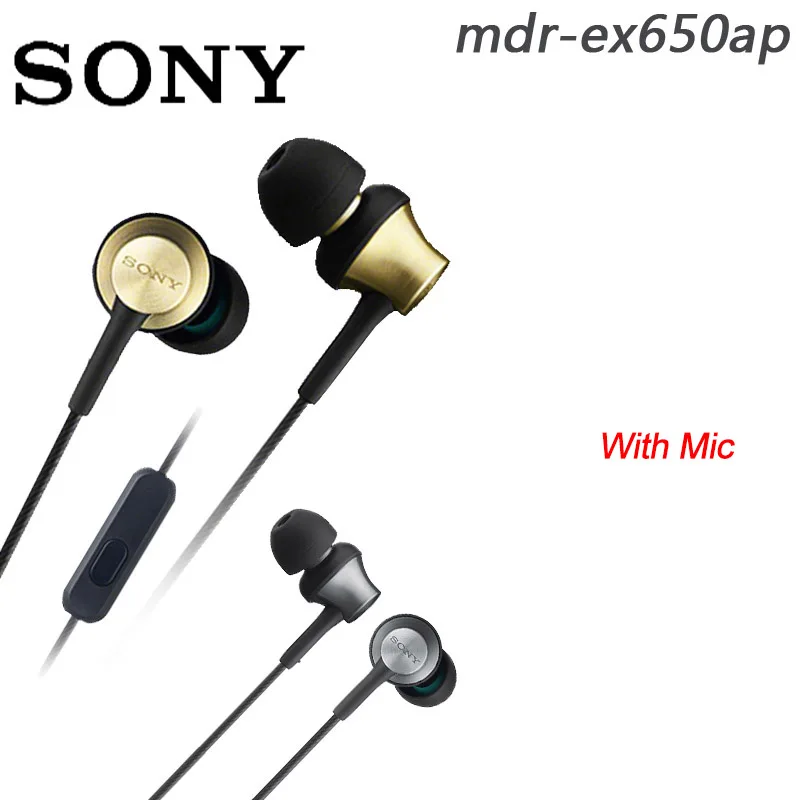 

100% original SONY MDR-EX650AP Headphones 3.5mm Wired Earbuds Stereo Music Earphone Smart Phone Headset Hands-free with Mic