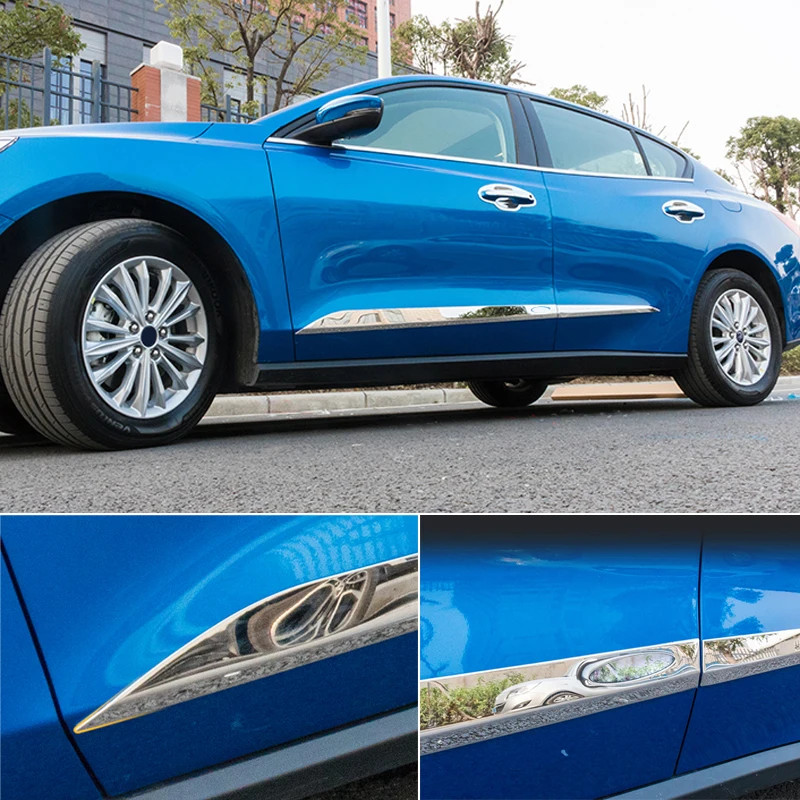 

For Ford Focus 2019 2020 Stainless Steel Side Door Car Body Molding Strip Cover Trim 4pcs Car Styling