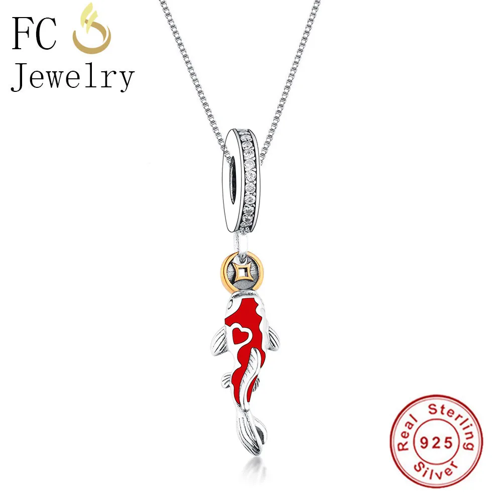 

FC Jewelry 925 Sterling Silver Fish Fortune Carp Statement Necklace & Pendant Women Femme Chain Collares Bridal Ketting Choker
