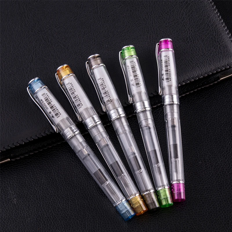 

Wingsung Candy Color Transparent Fountain Pen Extra Fine Nib 0.38mm Student Practice Writing Ink Pens School Office Supplies
