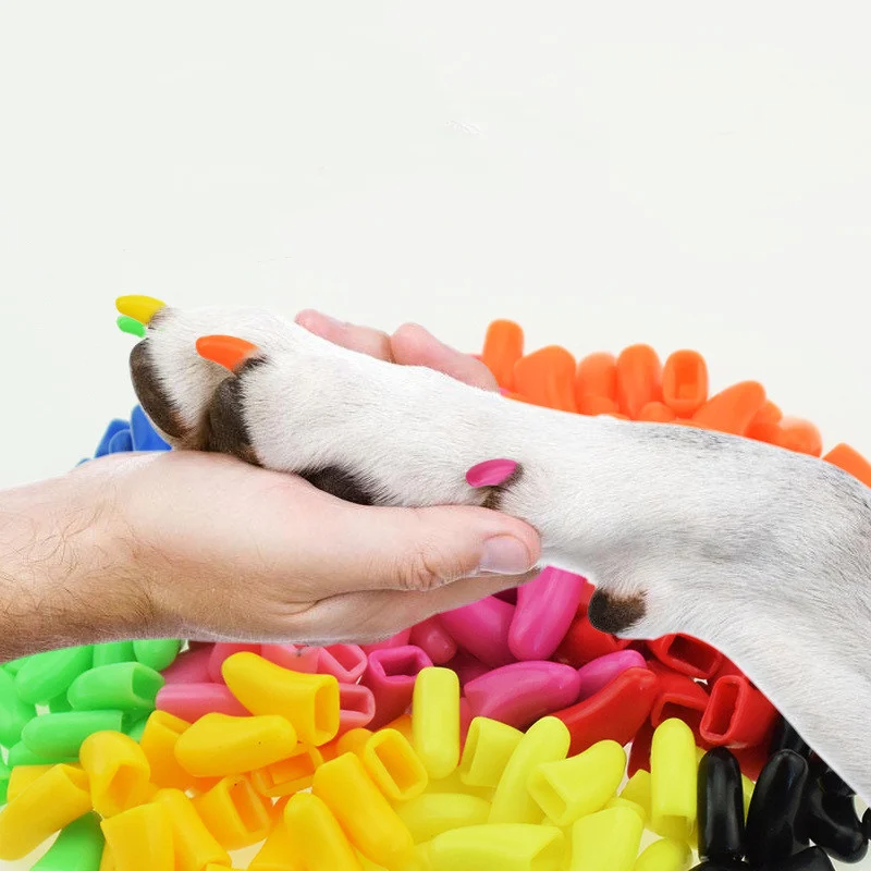 

20 Pcs Dog cat Nail Caps Soft Silicone Paw Nail Cover PuppyAnti-scratch Claw Decoration Manicure Nail Art Dog Cat Supplies