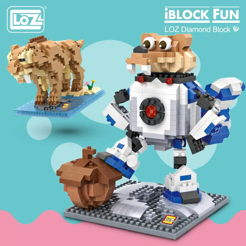 

LOZ Diamond Blocks Animal Action Figure Set Building Bricks Cute Saber Tiger Mammoth Elephant Squirrel Toys Hobbies 9730-9733