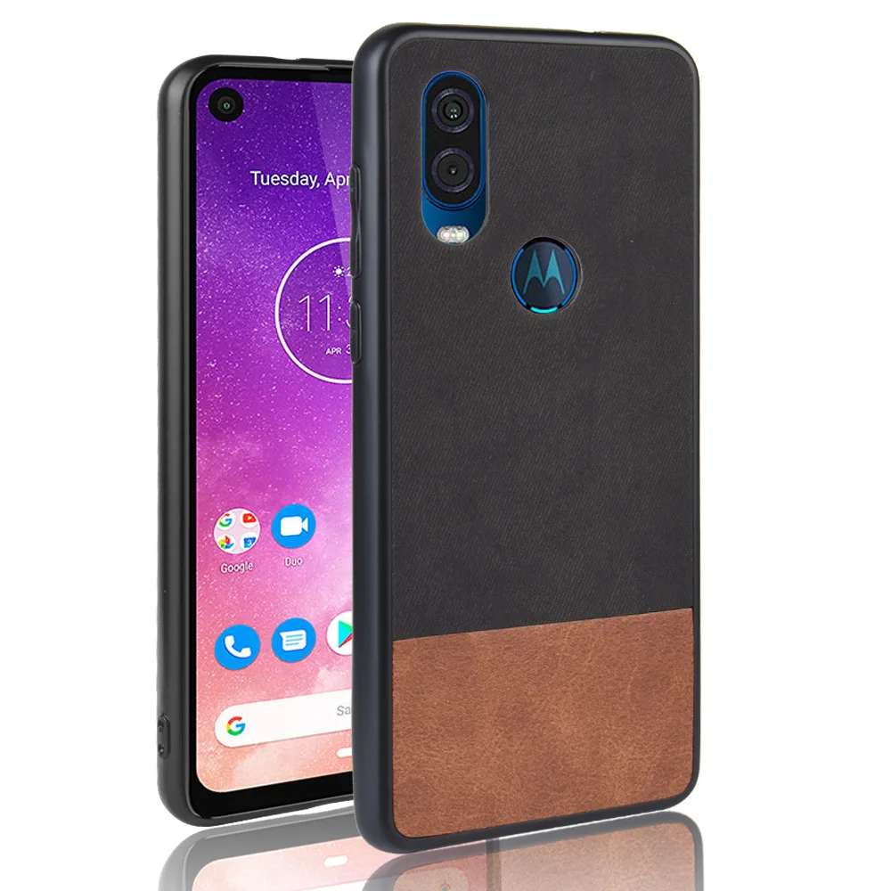 

Luxury Fabric cowboy Splice PU Leather case For Moto One Vision