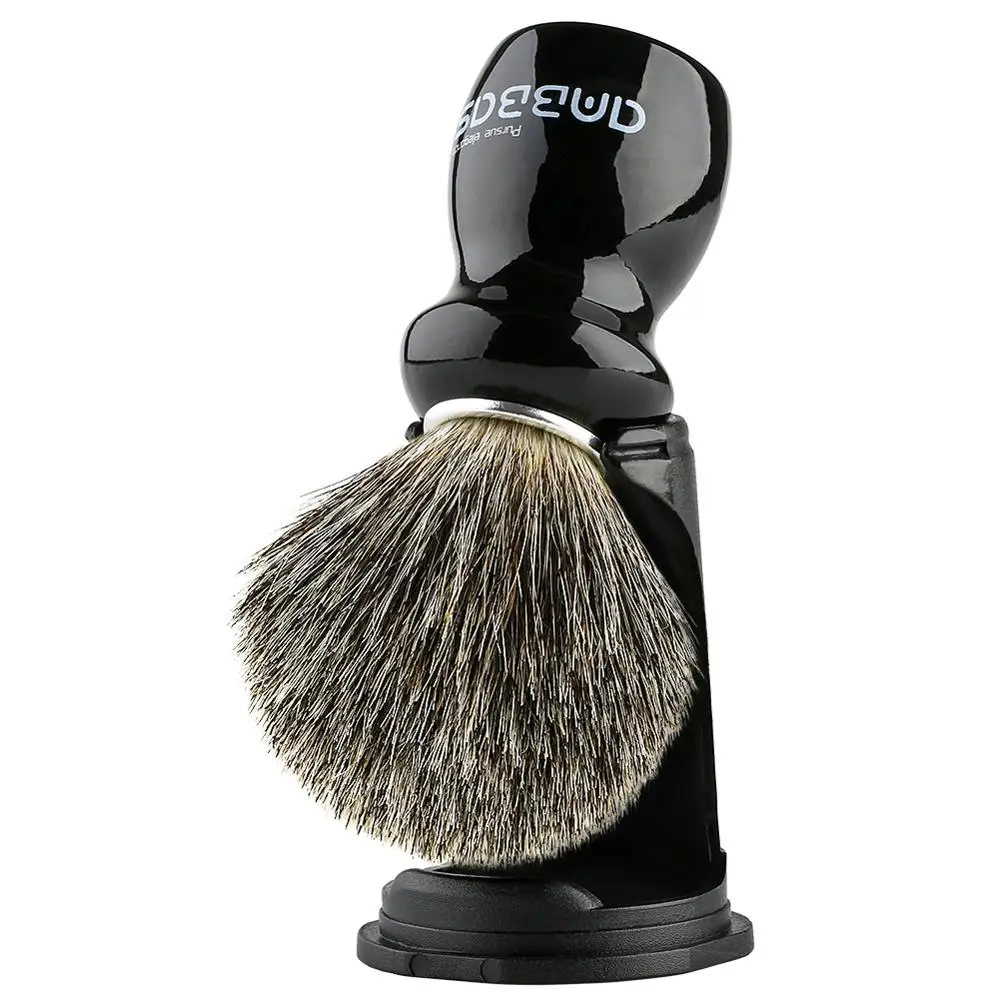 

Black Shaving Brush Holder Set, Anbbas Pure Badger Hair Shave Brush Wood Handle Resin Stand 2in1 Traditional Shaving Kit for Men