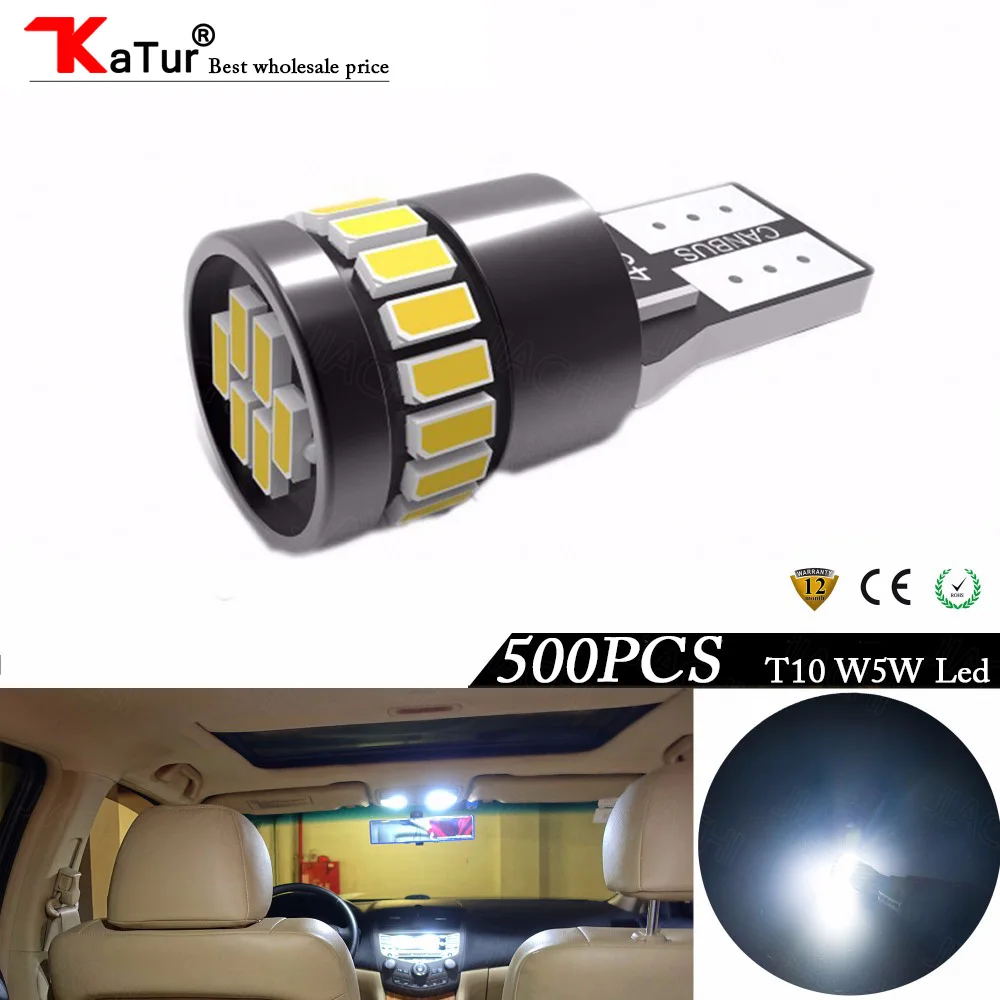 Katur 500 шт. T10 W5W светодиодный CANBUS лампы без ошибок 194 168 2825 светильник для салона