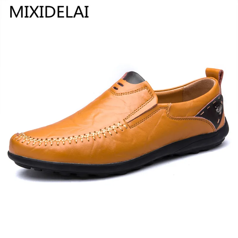 MIXIDELAI Fashion Casual Driving Shoes Genuine Leather Loafers Men Shoes 2019 New Men Loafers Luxury Flats Shoes Men Chaussure