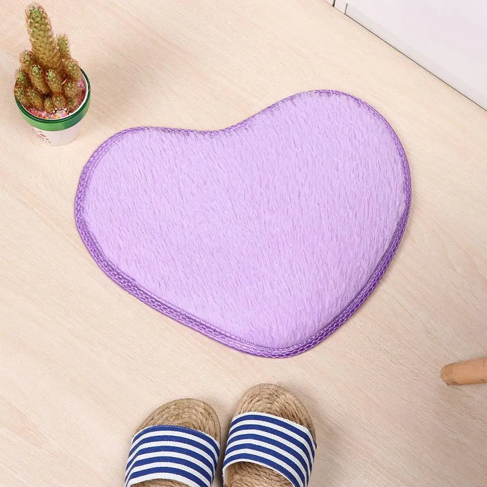 Heart Shape Anti Skid Fluffy Shaggy Area Rug,40cmx28cm,for Home Bedroom