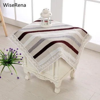 

2 Pieces Modern Stripe Night Table Cover Chenille Dustproof Small Tbale Cover Refrigerator Air Conditioner Cover Home Decoration