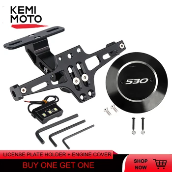 

CNC Aluminum Motorcycle License Plate Bracket Holder and Engine Protective Cover For YAMAHA Tmax T MAX 530 2017 2018