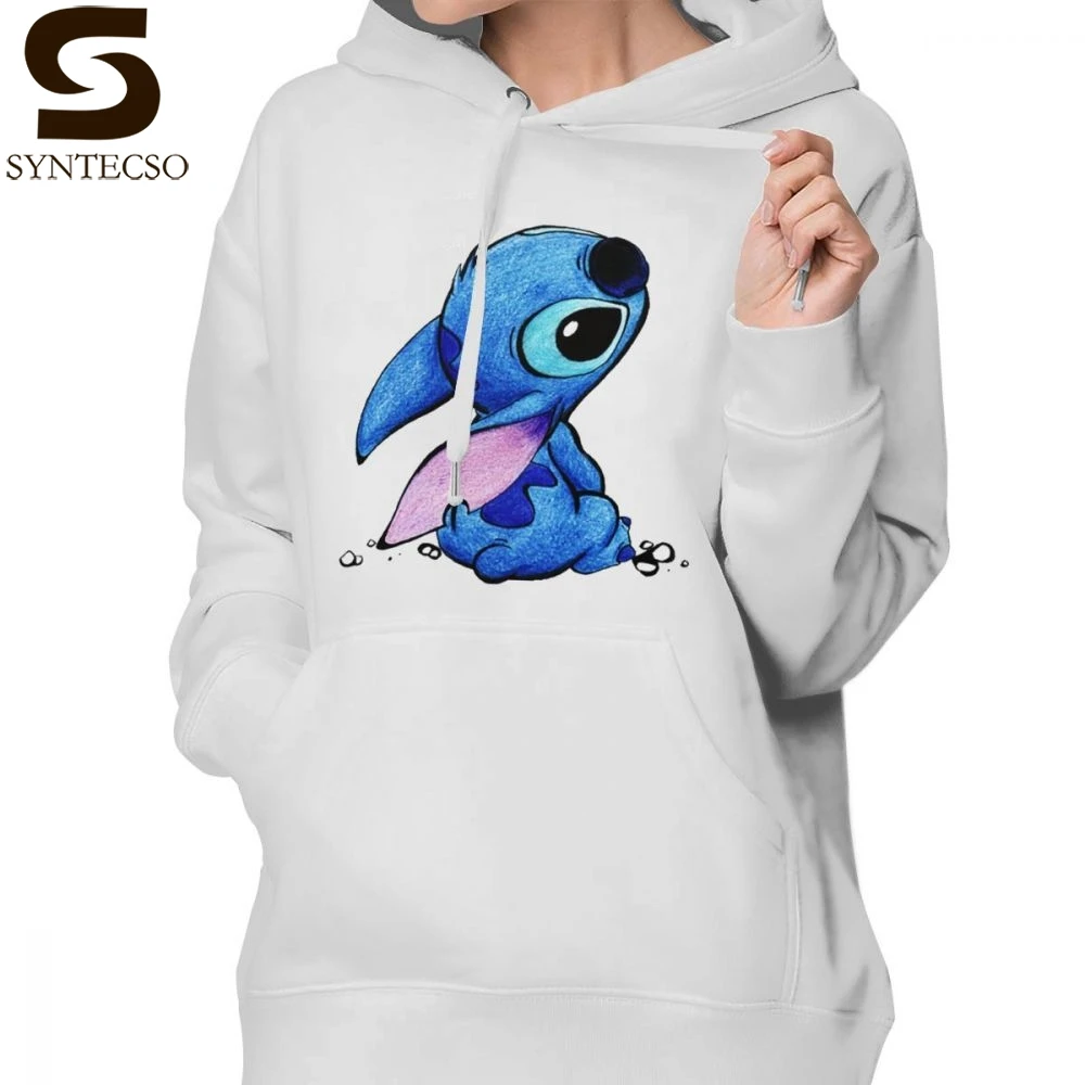 

Lilo Stitch Hoodie Lilo Stitch Hoodies Large Street wear Hoodies Women Long-sleeve Graphic Sexy Cotton Blue Pullover Hoodie