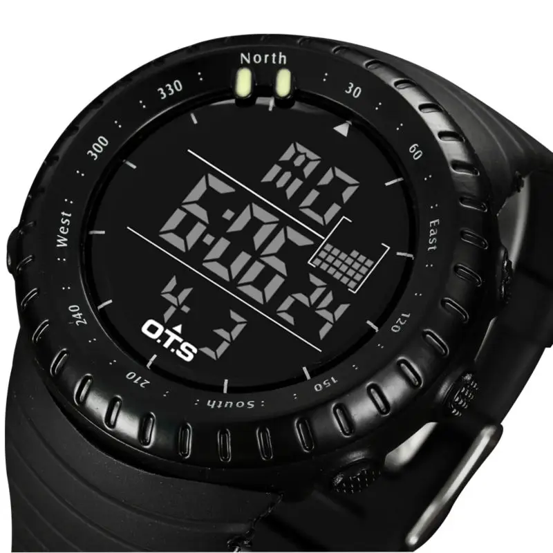 OTS прохладный черный винтажные часы мужские спортивные 50 м Professional waterproof большой