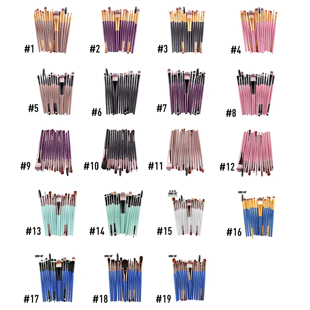 

15pcs Portable Eye Shadow Brush Makeup Beauty Tools Eye Shadow Eyebrow Multicolor Fiber Nylon Hair Plastic Handle Brush