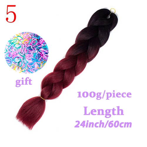 MISS парик Ombre Jumbo косички 24 дюйма синтетические волосы вязаные для наращивания для женщин синий красный 88 цветов - Цвет: 4/27HL