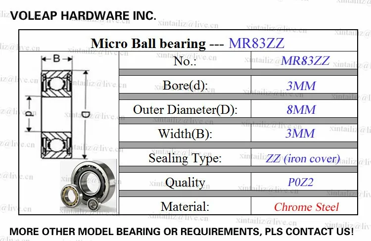 [CMMR83ZZ-P2] 10 шт. хромированная сталь P0Z2 уровень шарикоподшипник MR84zz 619/3ZZ холодильник микро шариковый подшипник 3*8*3