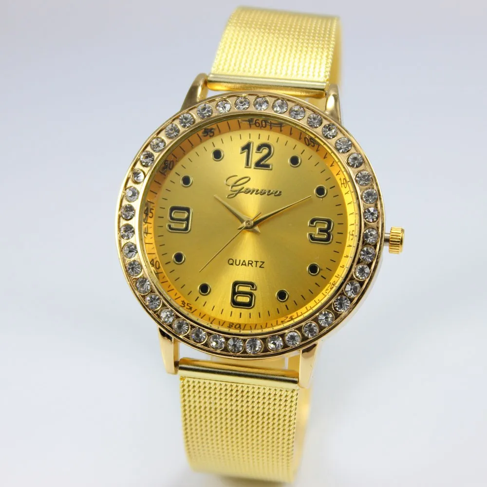 Gold/Silver Color Womens Geneva Watch Montre Femme Analog Quartz Watch