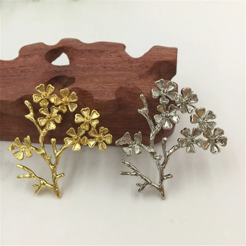 

10pcs/lot 52x44mm Metal Flower Connector Charms Hair Clip Accessories for DIY Vintage Retro Hairwear Jewelry Findings
