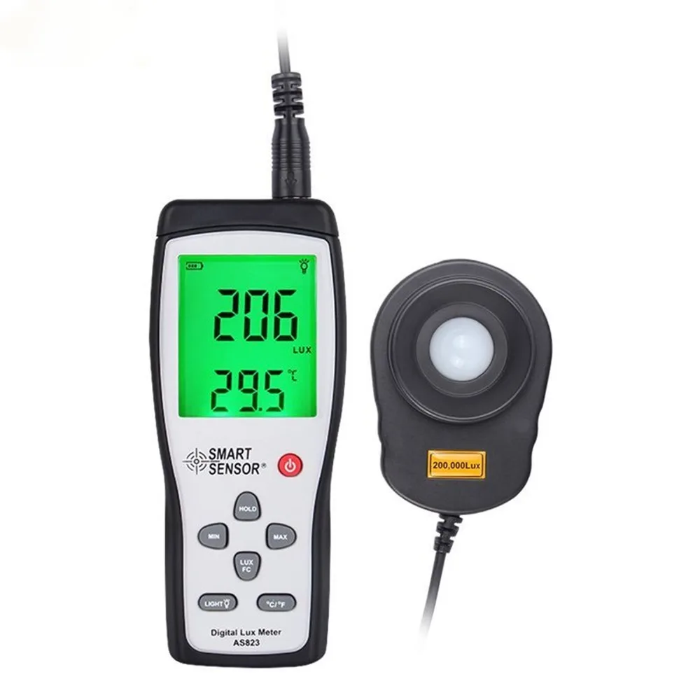 

Smart Sensor Handheld 200,000 Lux Digital LCD Backlight Light Tester AS823 Industrial Grade Light Sensitive Diode Tester