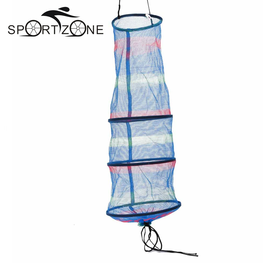 25 * 65cm Fishing Net Cage Mini Three Tiered Collapsible Fishing Basket