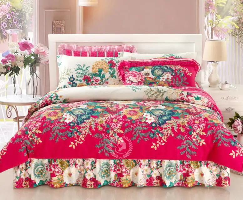 

Comfortable100% Cotton Bed Skirt Style 4pcs Bedding Set Case,Suit for Summer and Winter,FREE SHIPPING!