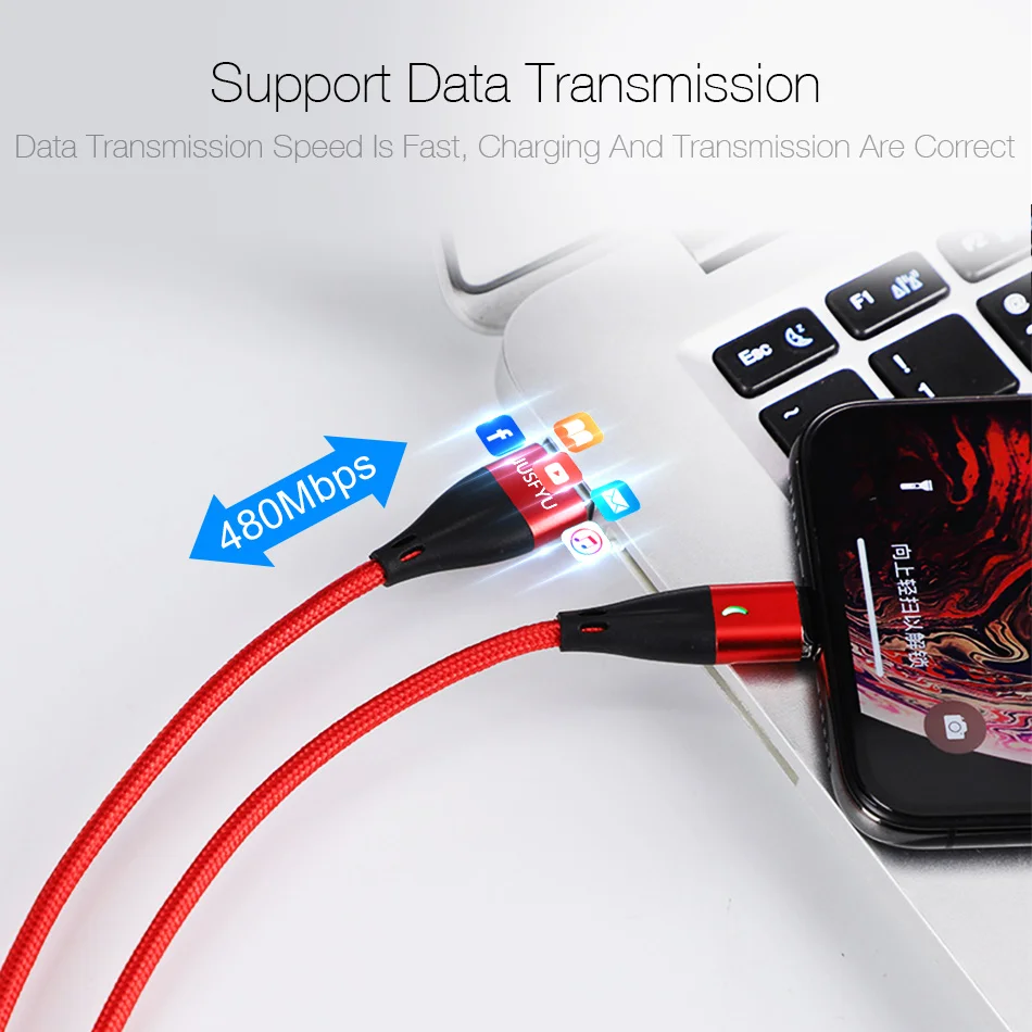 Магнитный зарядный USB кабель 3A нейлоновый Плетеный Micro быстрая зарядка 3 0 типа C